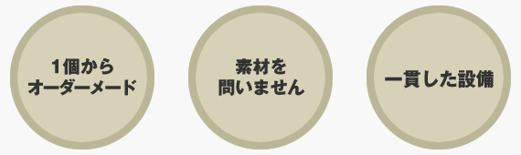 1個からオーダーメイド。素材を問いません。一貫した設備。